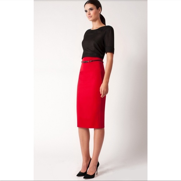 NWT Black Halo Red High Waist Pencil Skirt Size 10 - Picture 5 of 6